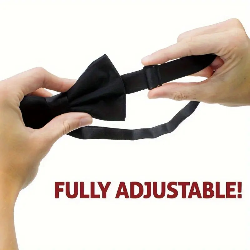 2pcs Formal Tuxedo Black Bow Tie, Adjustable Bow Tie for Suit Uniform