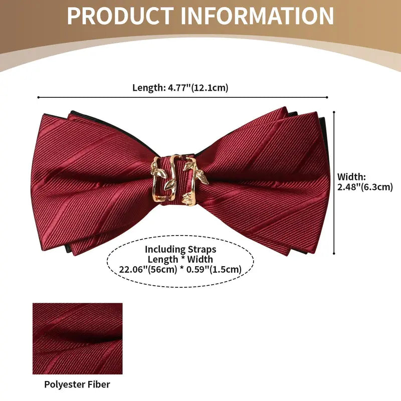 OIDEA Men's Skin-Friendly Satin Bow Ties - Pre-Tied Solid Bowknot, Adjustable Strap, Alloy Vine Buckle, Polyester Fabric, Easy Maintenance for Weddings, Business Events
