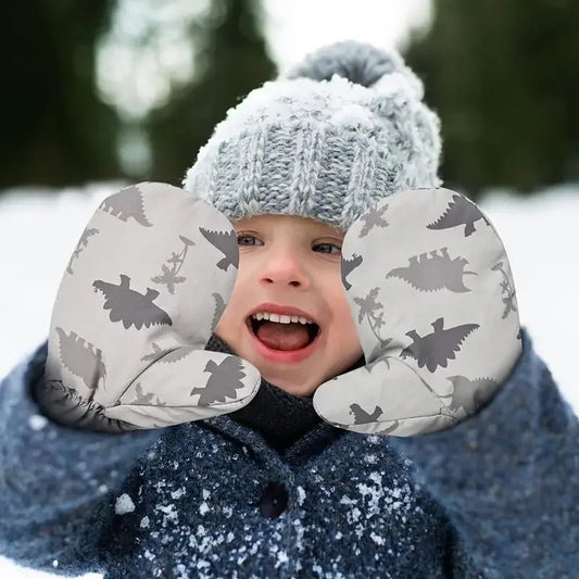 Ski Gloves, Quick-Dry Waterproof, Thickened Cartoon Print, Winter Outdoor Gear, Gift for Kids, Christmas Present