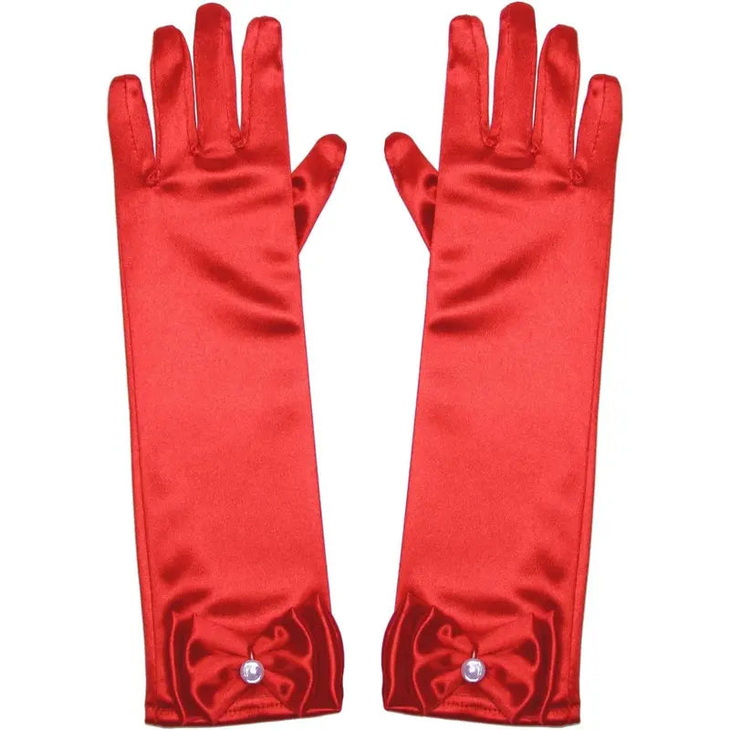 P-HBL03      Little Girls Princess Gloves(Solid Color Long Elbow Length) For Birthday,Wedding,Holiday,Costume Party
