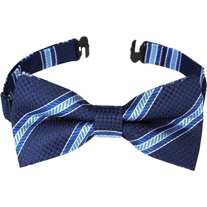Toddler Boys Bow Tie Pre Tied Adjustable Clip-On Paisley, Blue Fun Patterned Bowties for Kids Wedding & Party