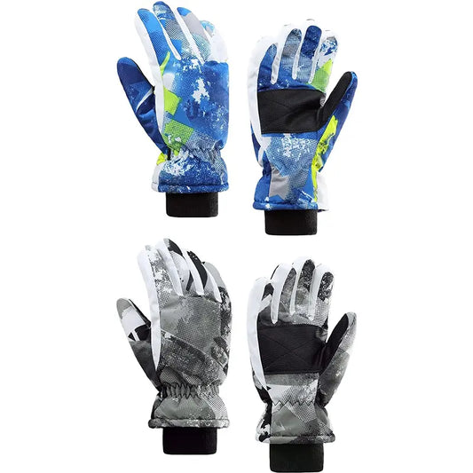 Kids' Athletic 2-Piece Ski Gloves & Socks Set - Waterproof, Warm, Windproof Sport Mittens for Boys & Girls, One Size Fits, Polyester, Winter Sports Outdoor Use (Set Includes Gloves)