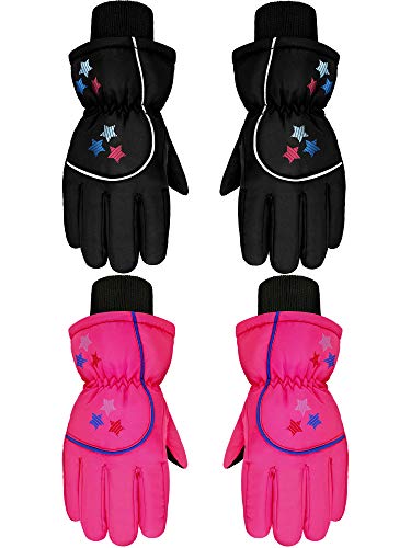 Hicarer 2 Pairs Kids Waterproof Winter Snow Gloves
