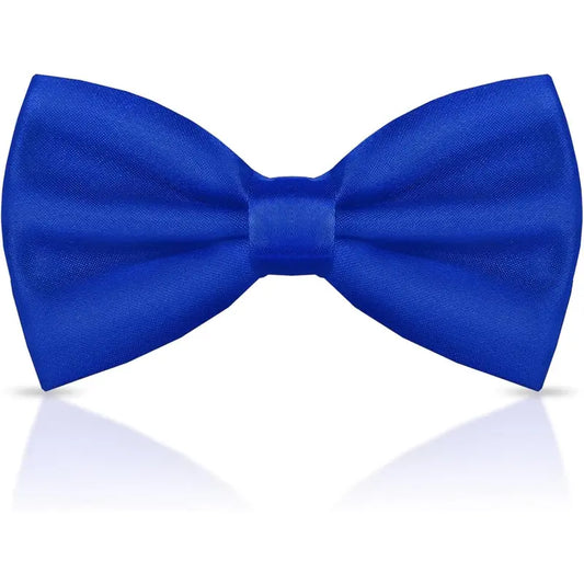 Men's Handmade Solid Bow Design Classic Double Layer Satin Pre-Tied Bow Tie, Adjustable Neck, for Formal Events, Tuxedo, Wedding