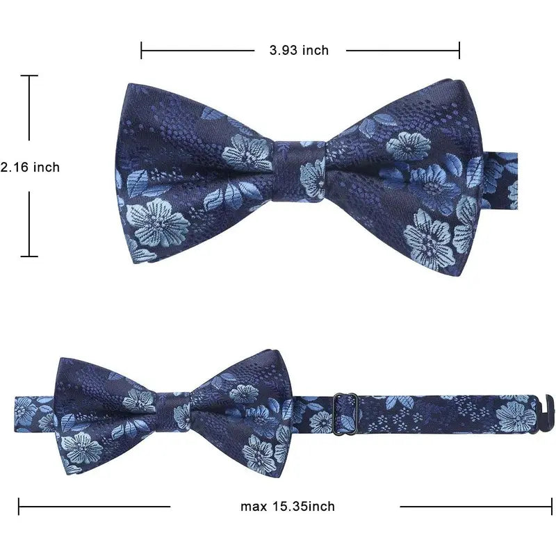 Toddler Boys Bow Tie Pre Tied Adjustable Clip-On Paisley, Blue Fun Patterned Bowties for Kids Wedding & Party