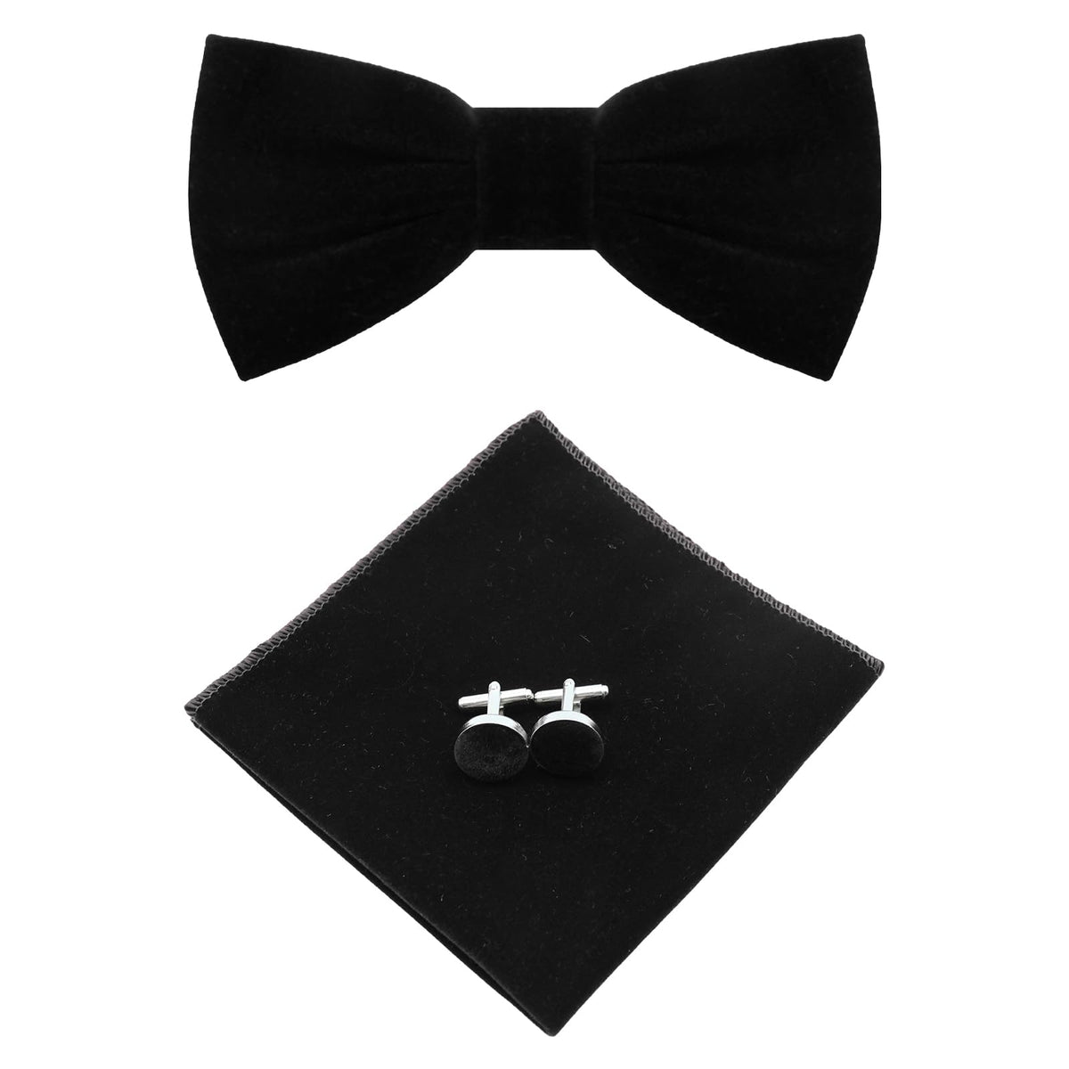 Luckyvestir Men's Velvet Bow Tie, Pre-Tied Adjustable Bowties, Silk Black Neckties for Men Women for Party Business Gift