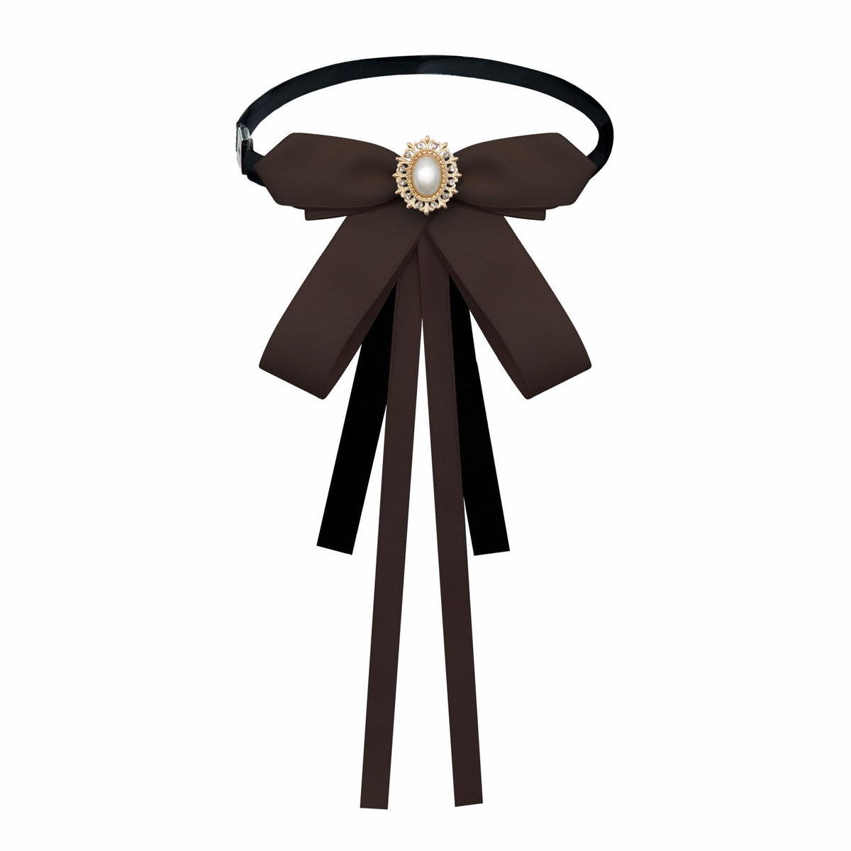 Mantieqingway Bow Ties for Women, Ribbon Uniform Pre-Tied Adjustable Bowknot Womens Bowtie for Party School Pearl Accessories