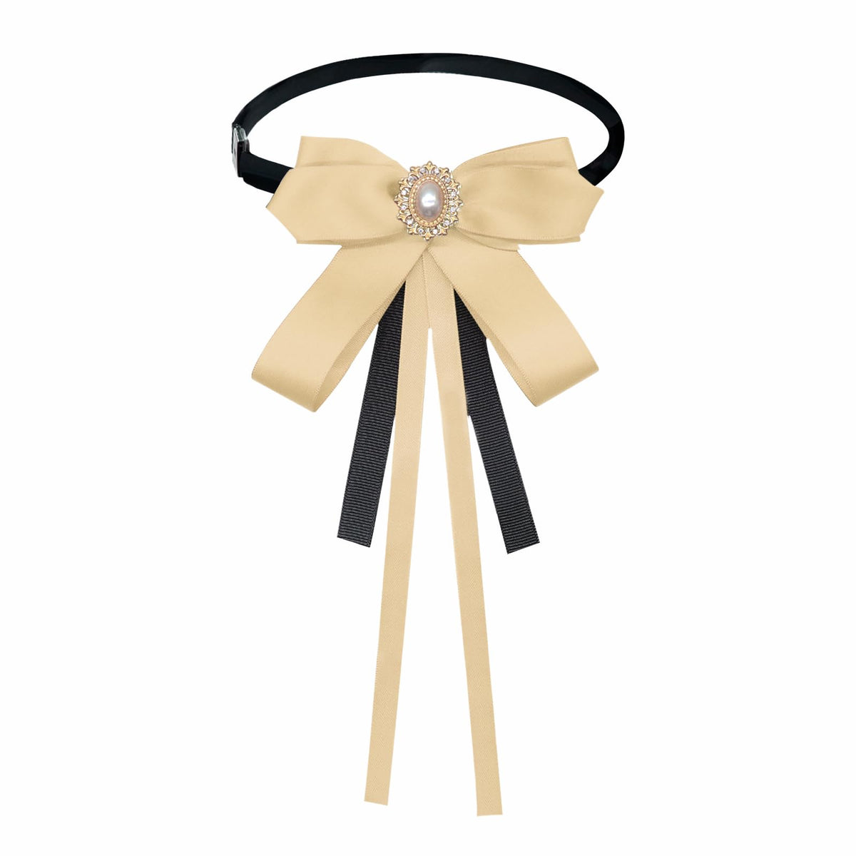 Mantieqingway Bow Ties for Women, Ribbon Uniform Pre-Tied Adjustable Bowknot Womens Bowtie for Party School Pearl Accessories