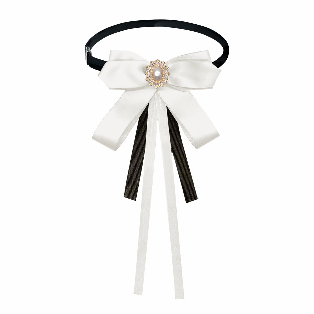 Mantieqingway Bow Ties for Women, Ribbon Uniform Pre-Tied Adjustable Bowknot Womens Bowtie for Party School Pearl Accessories