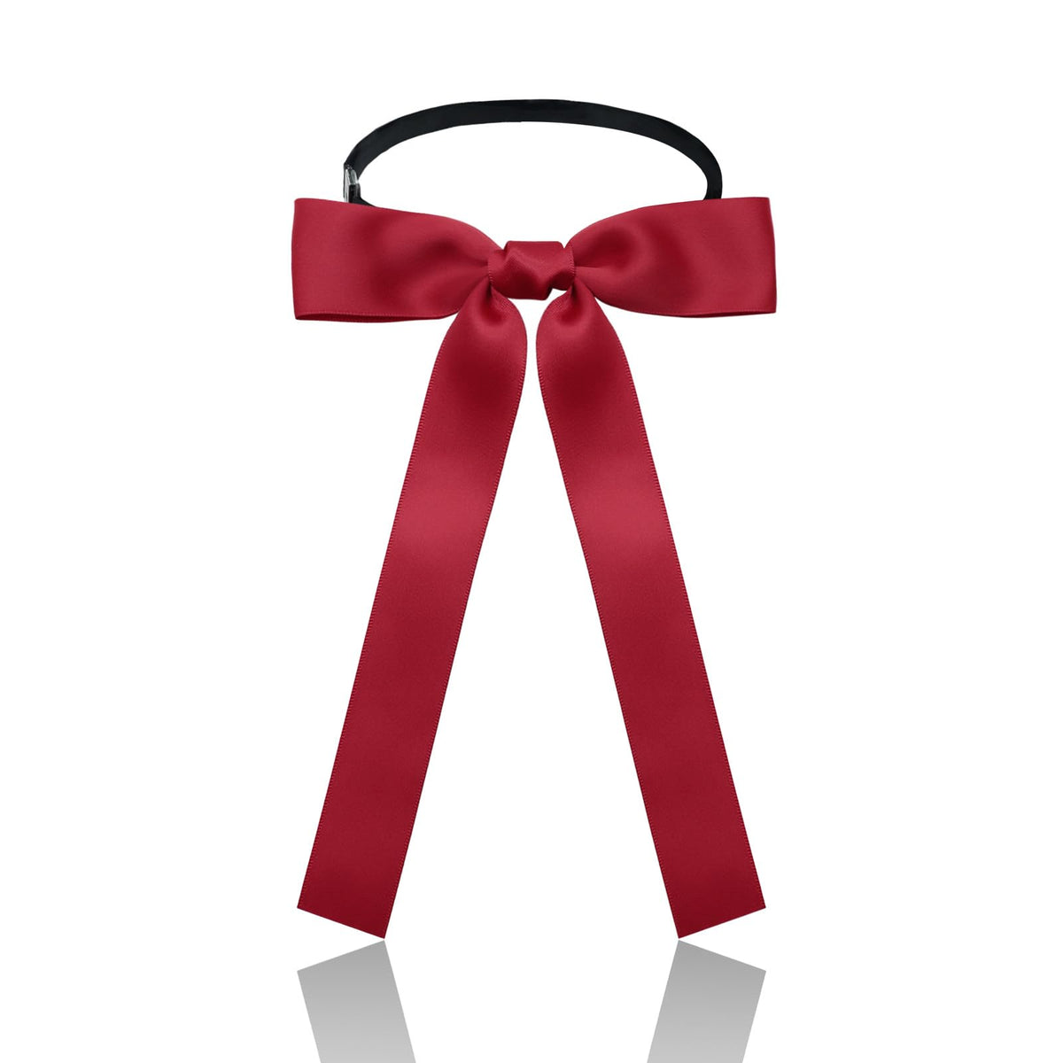Luckyvestir Western Bow Ties for Men Women, Black/Red Colonel Satin Ribbon String Bow Tie for Costume Uniform