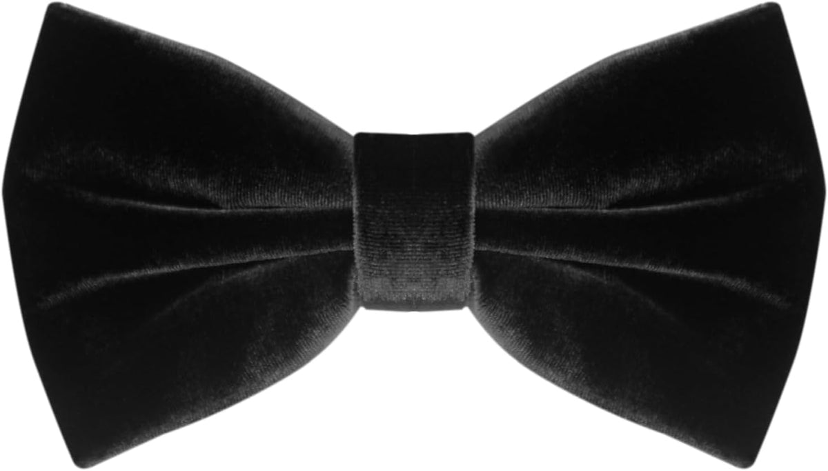 Luckyvestir Men's Velvet Bow Tie, Pre-Tied Adjustable Bowties, Silk Black Neckties for Men Women for Party Business Gift