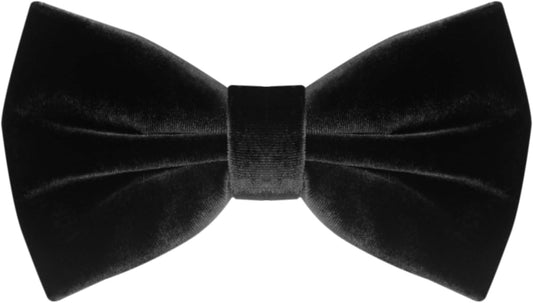 Luckyvestir Men's Velvet Bow Tie, Pre-Tied Adjustable Bowties, Silk Black Neckties for Men Women for Party Business Gift
