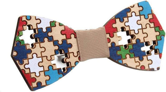 Natural Wood Bow Ties Colorful Handcrafted Wooden Bowtie Necktie Adjustable Bowties with Gift Box for Men