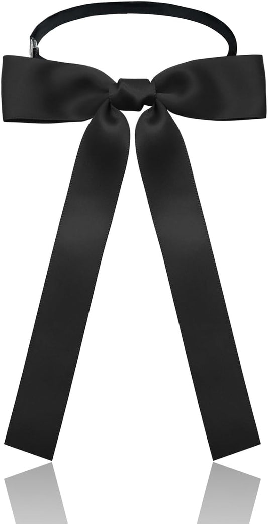 Luckyvestir Western Bow Ties for Men Women, Black/Red Colonel Satin Ribbon String Bow Tie for Costume Uniform