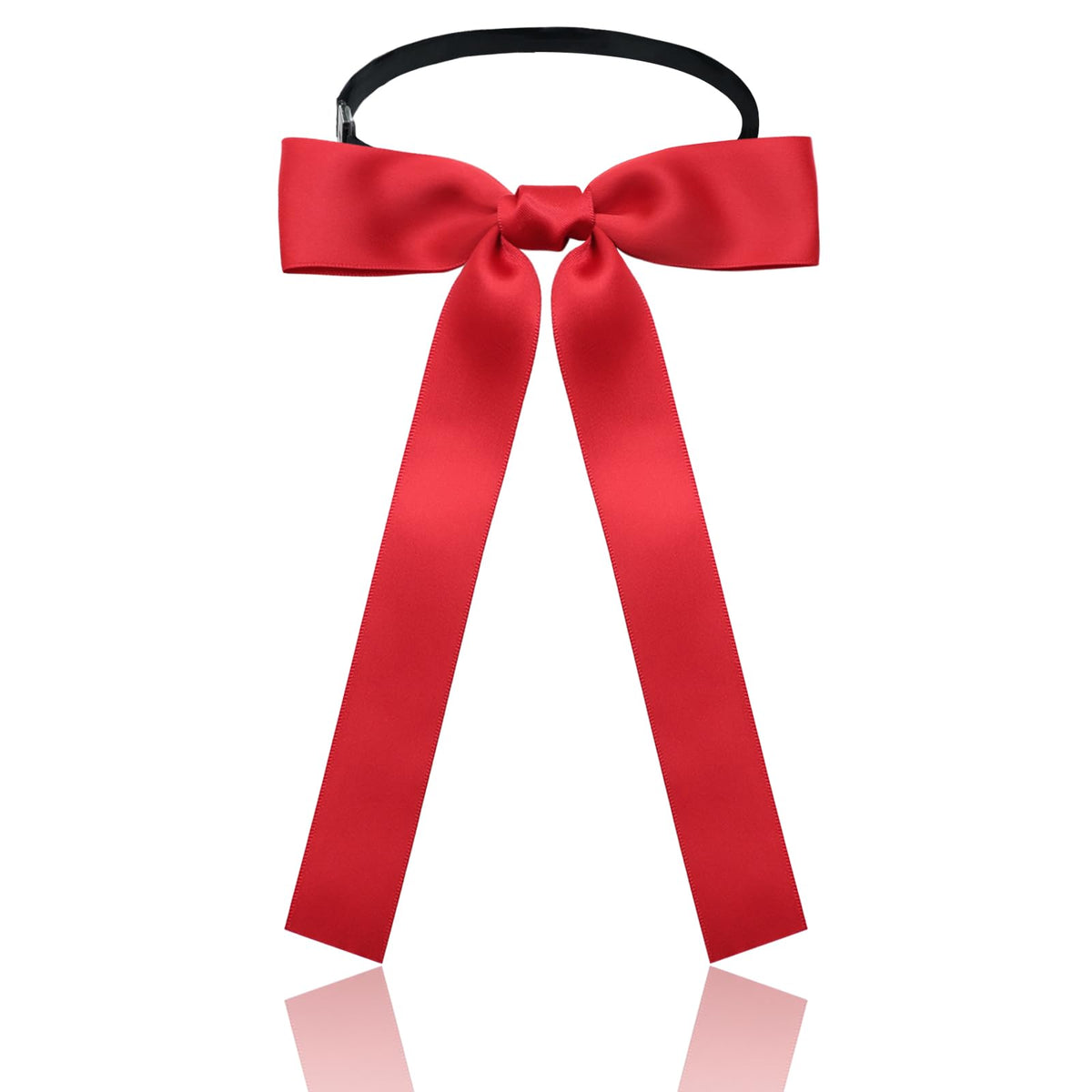 Luckyvestir Western Bow Ties for Men Women, Black/Red Colonel Satin Ribbon String Bow Tie for Costume Uniform