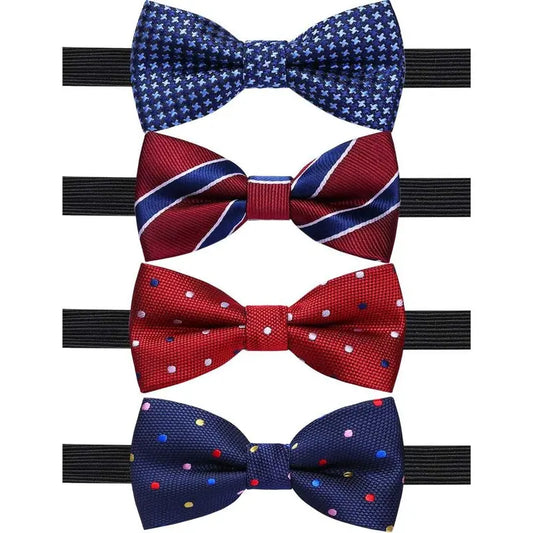Boys' 4-Pack Pre-Tied Solid Color Classic Bow Tie Set - Adjustable Formal Neckwear for Infants & Toddlers, Prop 65 Safe, Ideal for Formal Occasions