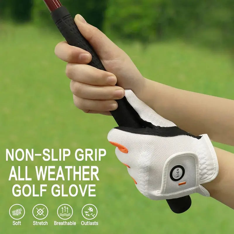 Kids' Unisex Patterned Dura-Feel Golf Gloves 2-Pack - 100% Faux Leather Palm, Lightweight Quick-Drying Microfiber, All-Weather Grip, All-Seasons Flexible Moisture-Wicking, Left/Right Hand Options, S-XL for 4-11 Yrs/5-6 Yrs Young Golfers, Imported Gift