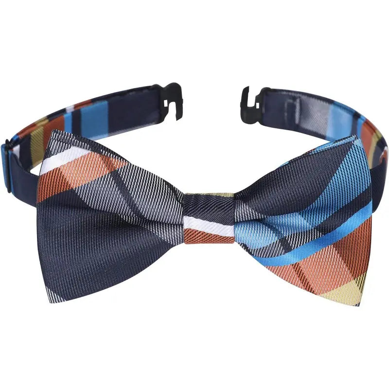 Toddler Boys Bow Tie Pre Tied Adjustable Clip-On Paisley, Blue Fun Patterned Bowties for Kids Wedding & Party