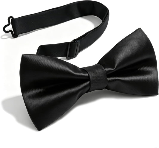 Luckyvestir Bow Ties for Men, Pre-Tied Bowtie Adjustable Black Mens Tie for Shirts Vests Tuxedos Suits Party Graduation Gifts