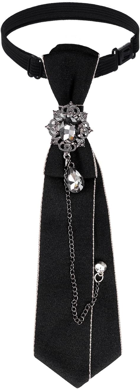 phnydreg Women Bow Ties Adjustable Rhinestone Gothic Pre tied Bow for Women Girls Cosplay Uniform Dance Party