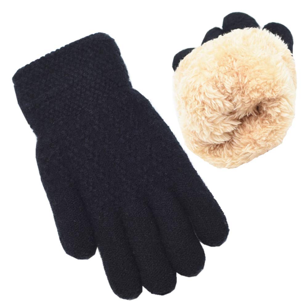 FENELY Winter Gloves for Boys Girls - Kids Warm Knit Thermal Cable Knitted Gloves Wool Fleece Lined Mittens for Cold Weather