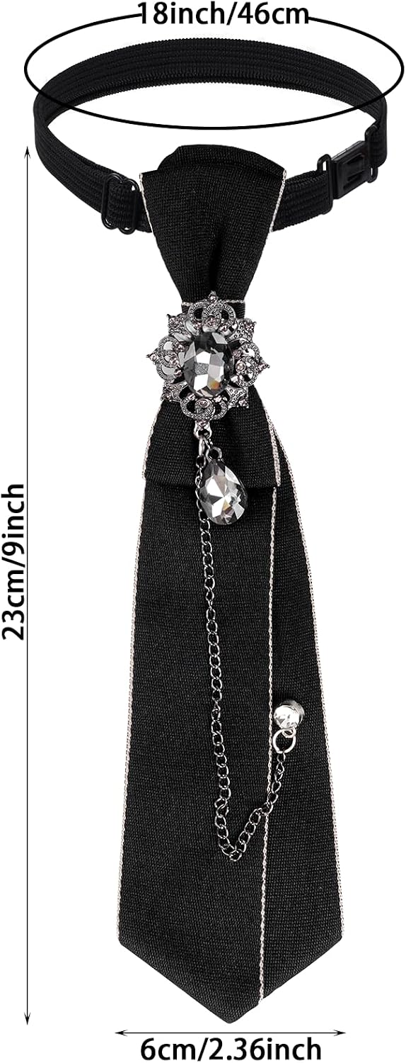 phnydreg Women Bow Ties Adjustable Rhinestone Gothic Pre tied Bow for Women Girls Cosplay Uniform Dance Party
