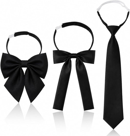 3 Pcs Black Tie for Women,Black Bow Tie for Women Accessories Shirt