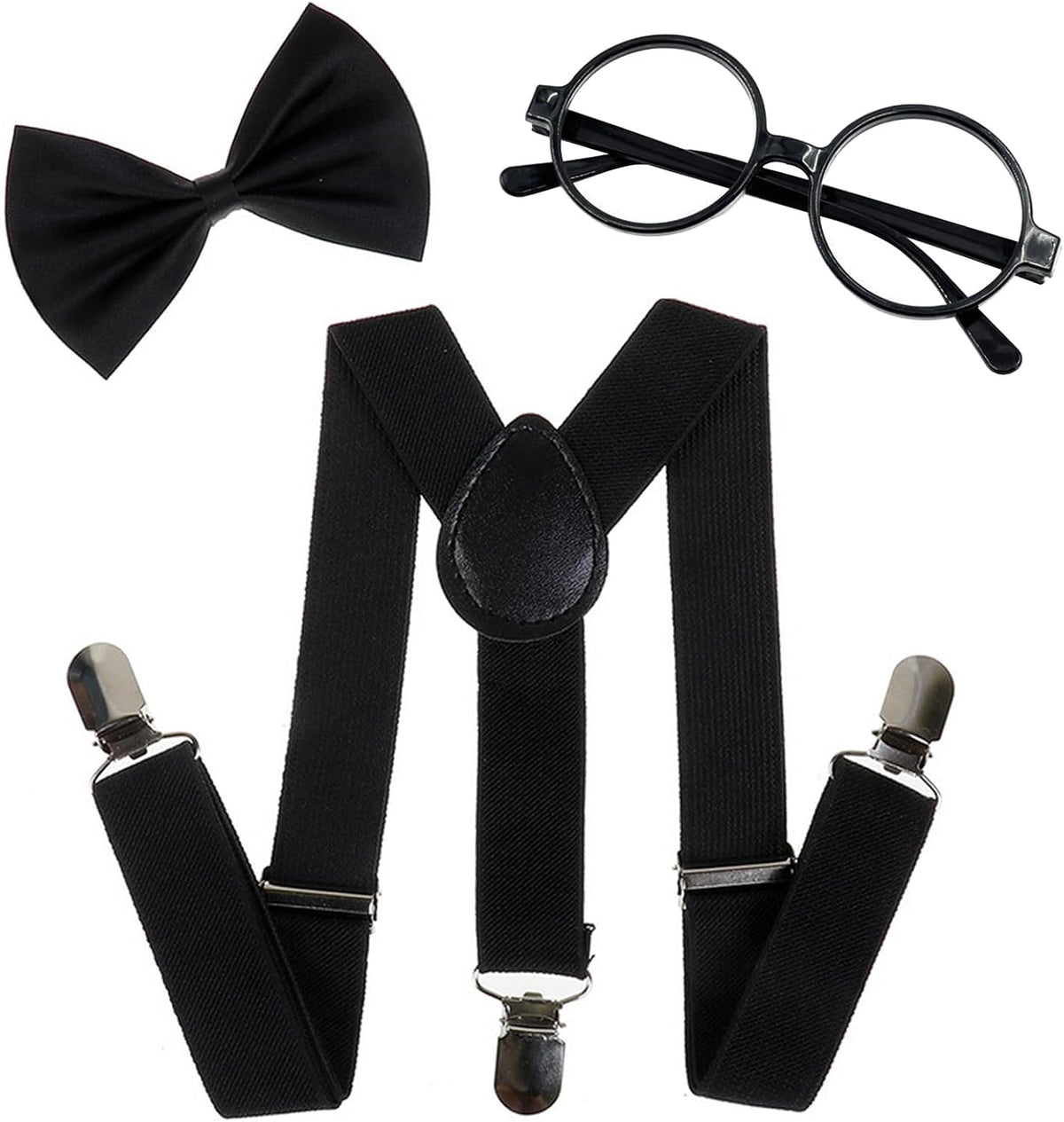Child Kids Suspenders Bowtie Set with Glasses,for Boys and Girls