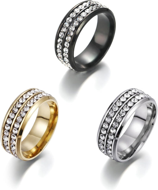3Pcs Tie Ring for Men Bowtie Necktie Accessories Stylish Clasp Rings Diamond Style for Ties Clasps Formal Mens Jewelry for Wedding Business Wear Elegant Accent with Box (Gold Silver Black)