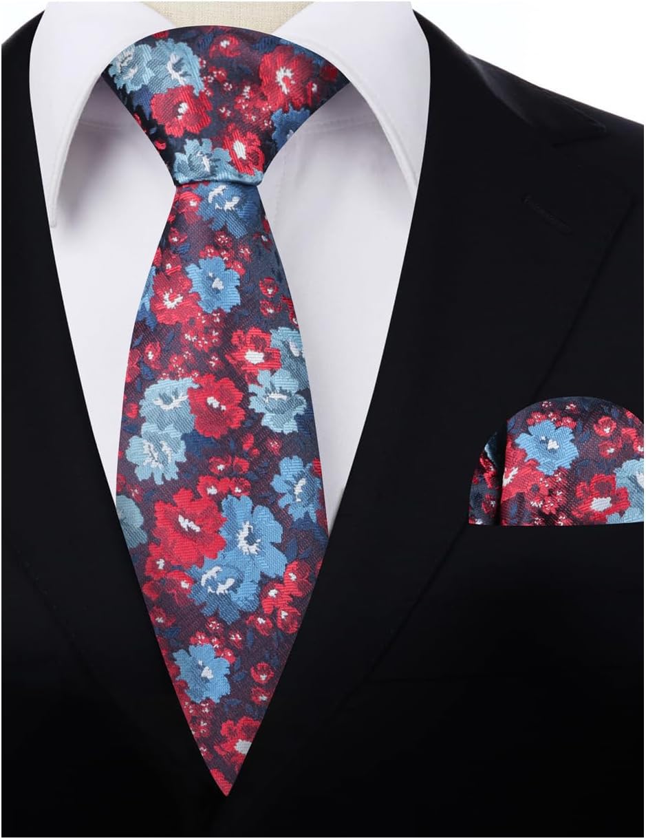 Alizeal Mens 3.15'' Colorful Flower Necktie Set