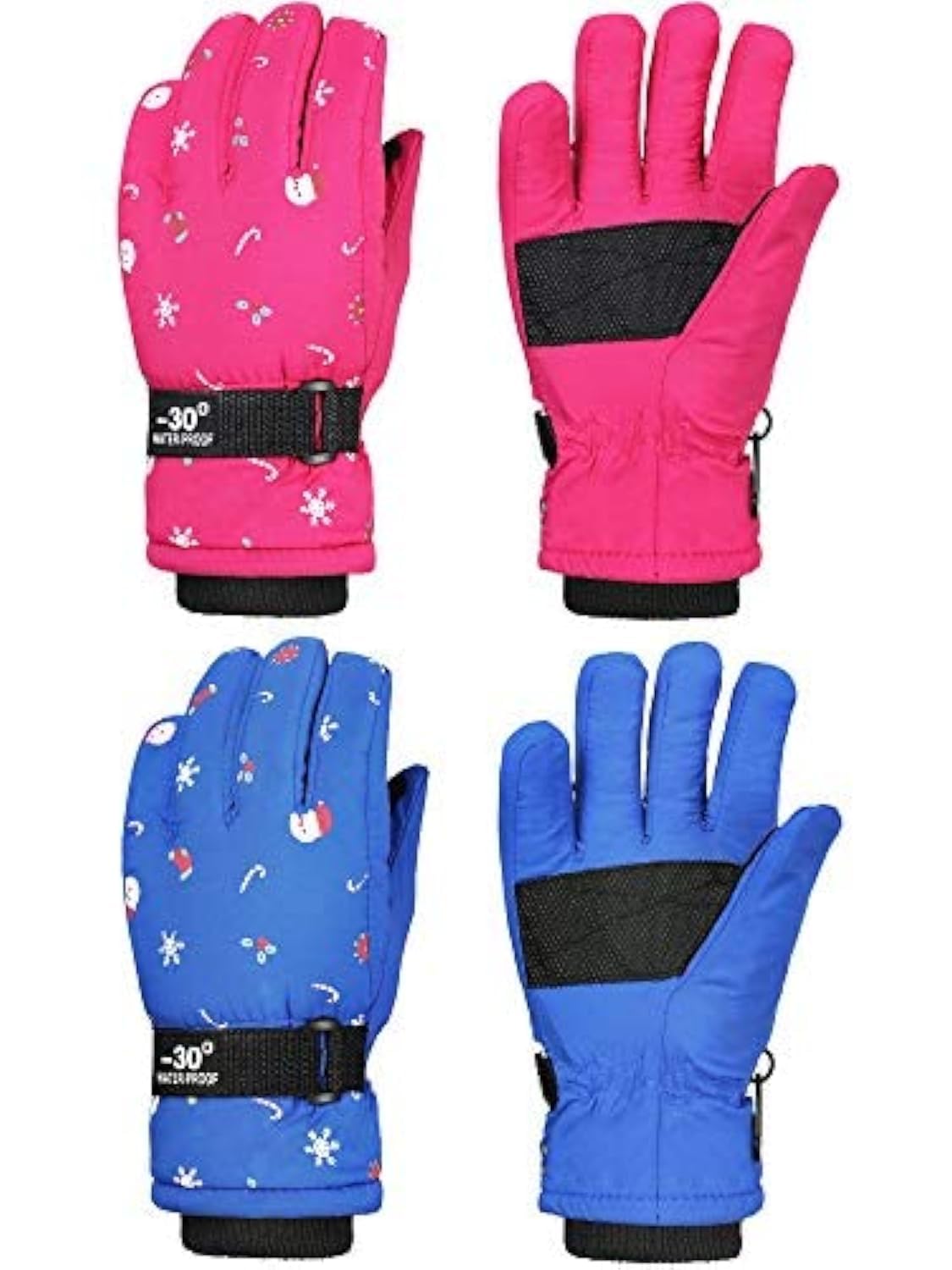 Hicarer 2 Pairs Kids Waterproof Winter Snow Gloves