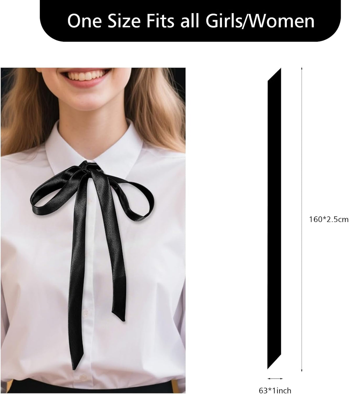 Jmkcoz Bow Tie for Women Girls Satin Ribbon Self-tie Bowtie Necktie
