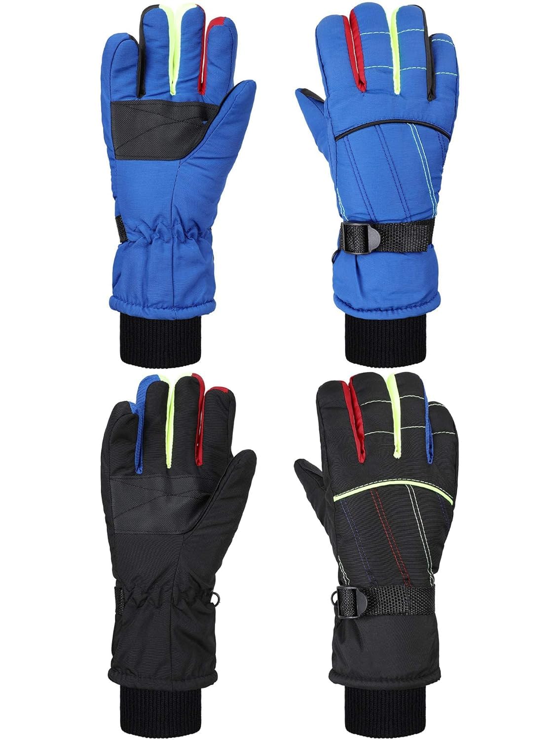 Hicarer 2 Pairs Kids Waterproof Winter Snow Gloves