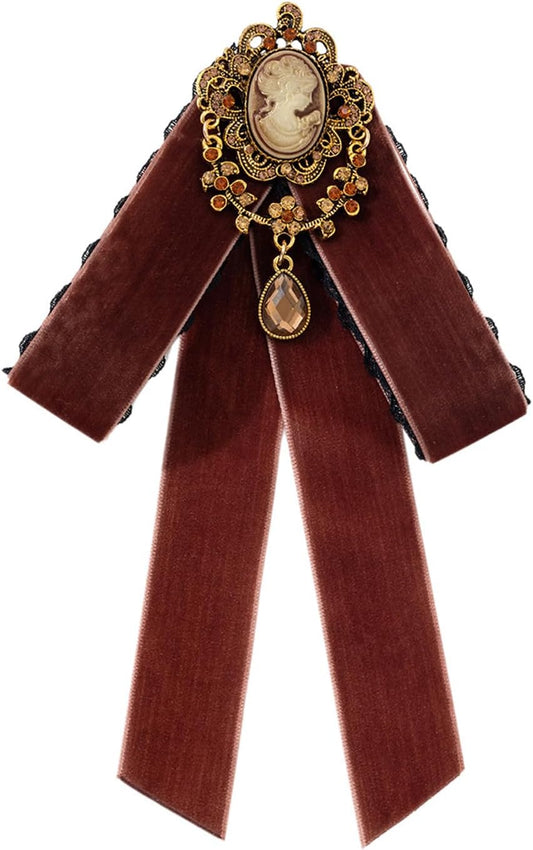 Bow Tie for Men Vintage Cameo Womens Tie Velvet Pre-Tied Solid Bow Ties