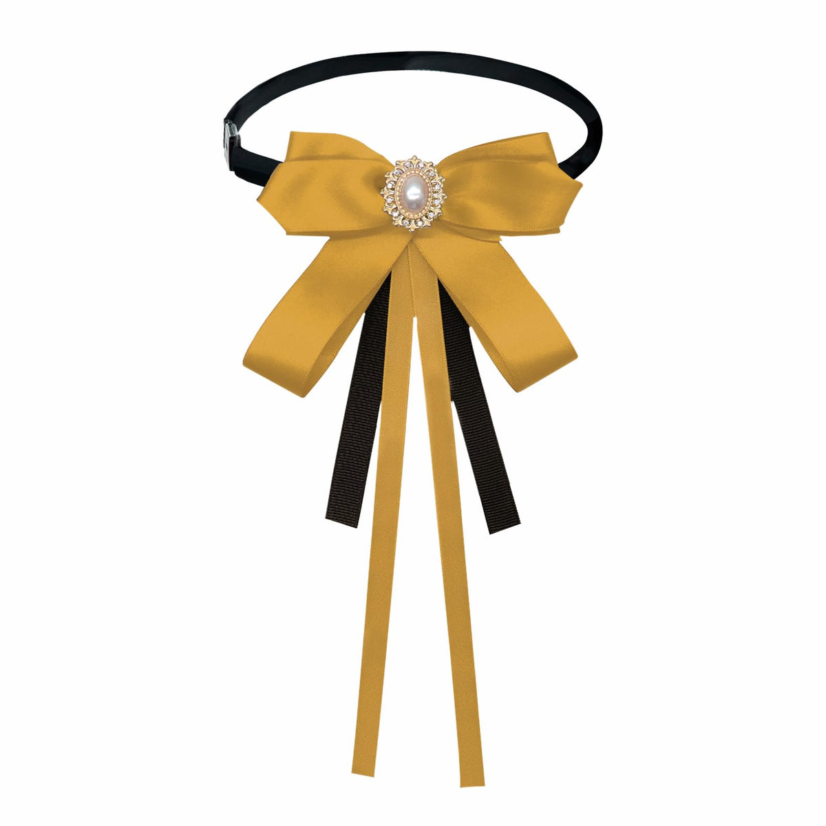 Mantieqingway Bow Ties for Women, Ribbon Uniform Pre-Tied Adjustable Bowknot Womens Bowtie for Party School Pearl Accessories