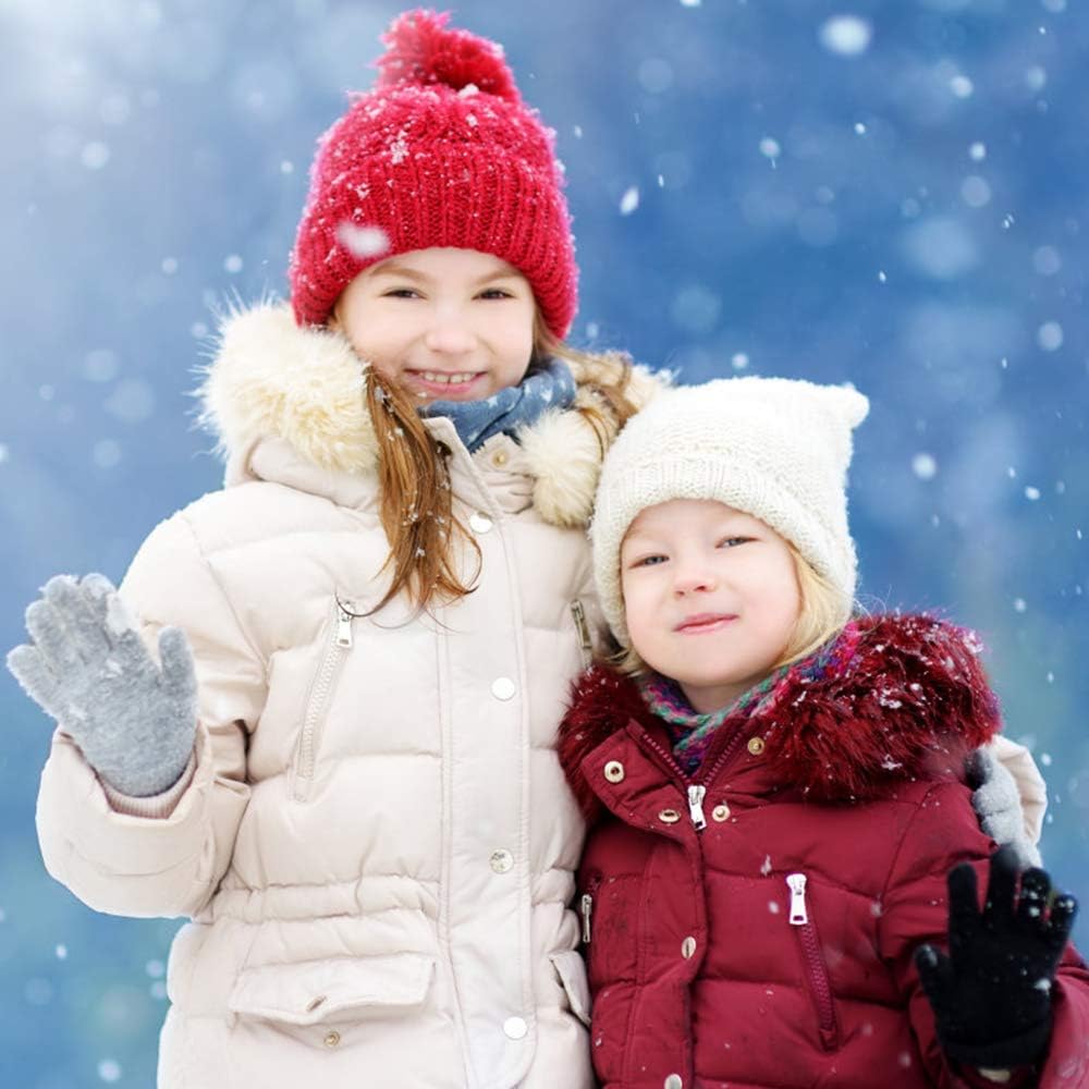 ONESING 3-24 Pairs Winter Knit Gloves for Kids - White Finger Gloves for Boys and Girls