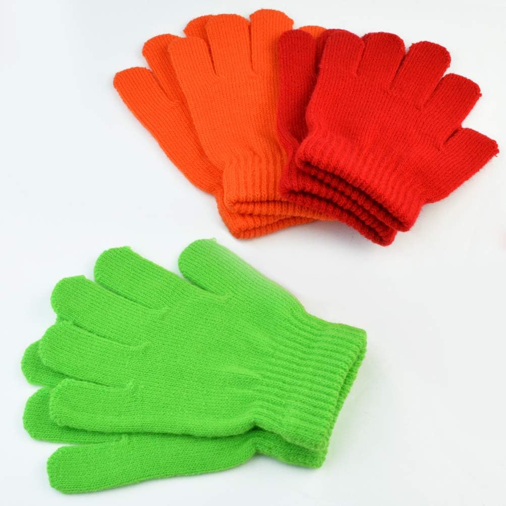 12 Pairs Kids Warm Gloves Winter Gloves Knit Gloves for Boys Girls Children