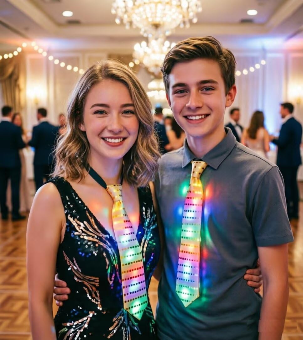 LED Sequin Necktie Electric Bright Light Up Men's Bow Ties Women Kids Flashing Bowties Glow Party Rave Festival School