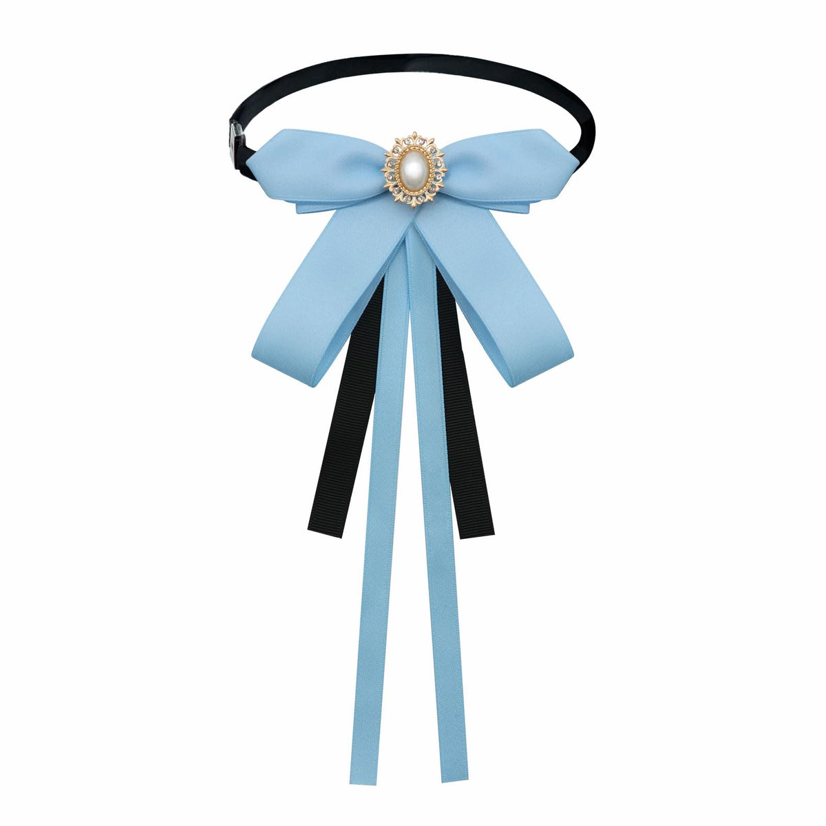 Mantieqingway Bow Ties for Women, Ribbon Uniform Pre-Tied Adjustable Bowknot Womens Bowtie for Party School Pearl Accessories