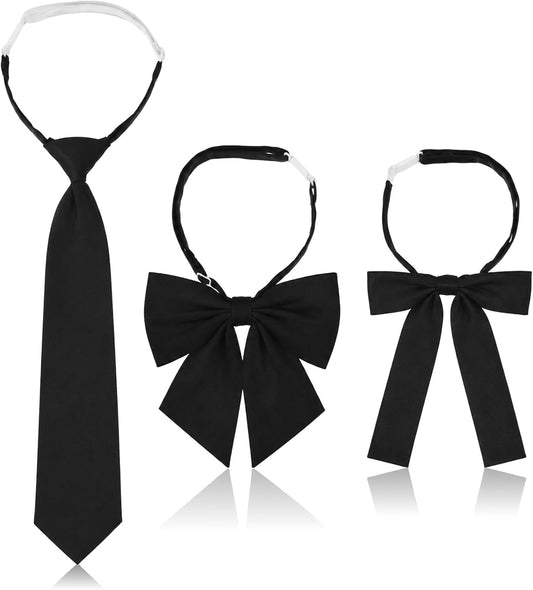 3Pcs Bow Ties for Women, Black Bow Tie for Women Pre-tied Adjustable