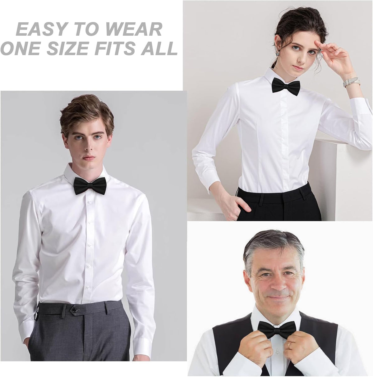 WOXVM Men's Bow Ties Solid Color Pre-Tied Bow Tie Satin Formal Tuxedo Bowtie Adjustable Neck Bowtie for Men Wedding Party