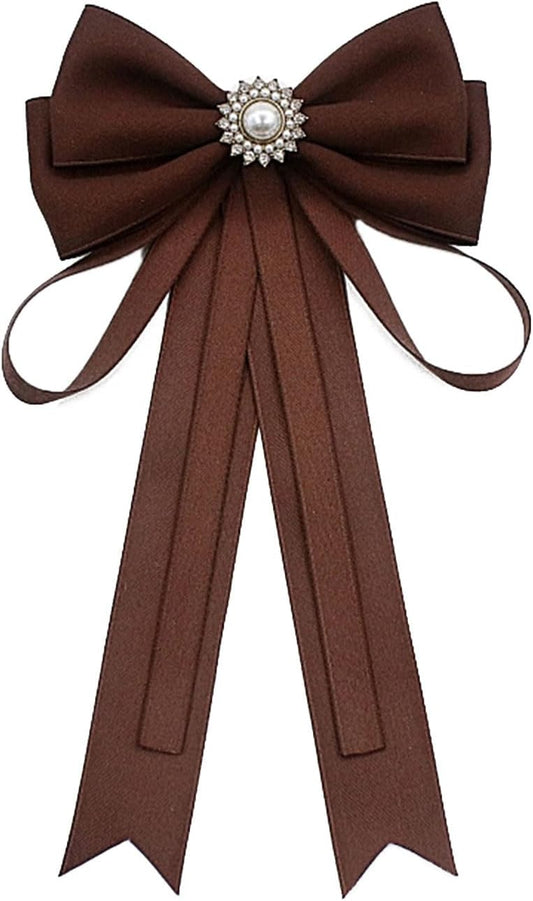 Coffee Brown Necktie Fashion School Uniform Bows Tie Solid Color Necktie for Women's Shirt