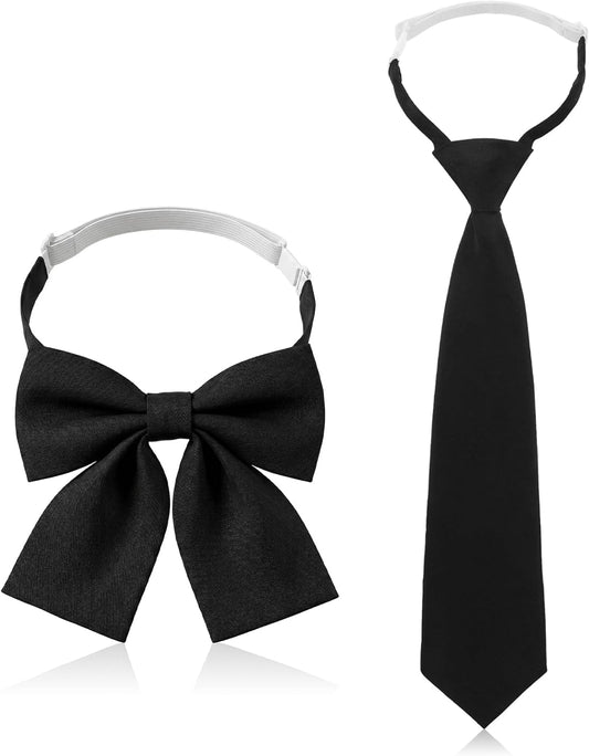 Xthrotsenk 2 PCS Bow Tie for Women Black Womens Bow Tie Neck Ties Pre-tied Adjustable Bowties for Woman Accessories Shirt Formal Attire