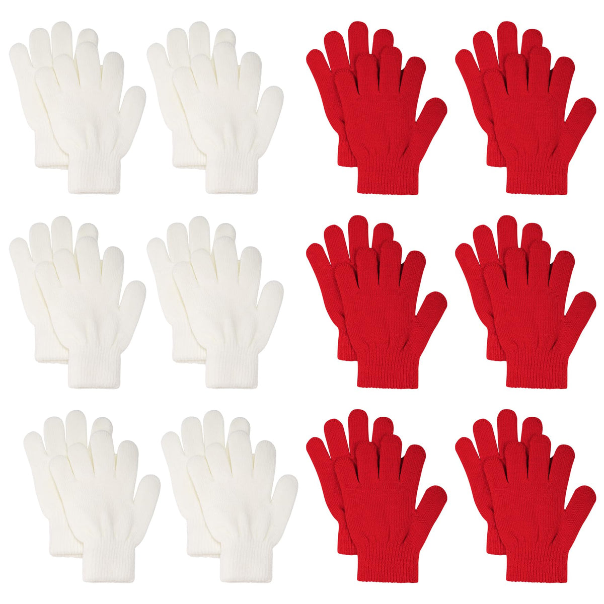 jiebor 12 Pairs Kids Warm Winter Knit Gloves for Boys Girls Children