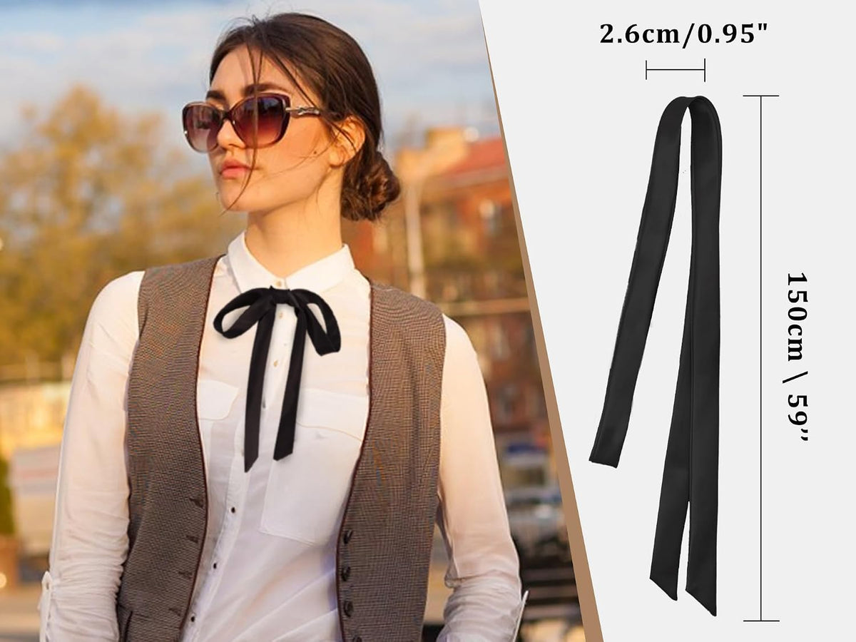 LJBFNN Bow Ties for Women Self Tie Satin Ribbon Bow Ties for Uniform Cosplay Womens Accessory