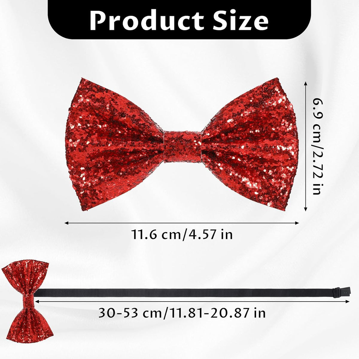 Ymapinc Sequin Bow Tie Sparkly Adjustable Glitter Necktie for Men Shiny Pre Tied Neck Ties for Banquet Carnival Costume Party