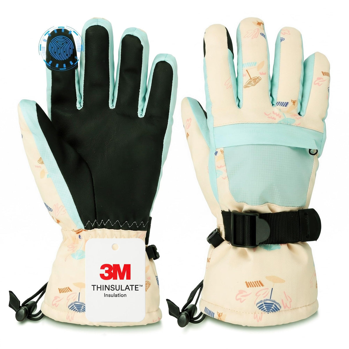 Ski Gloves,Snow Gloves Waterproof Winter Warm Cold Weather Touchscreen Gloves for Parent& Child Kids Skiing,Snowboarding