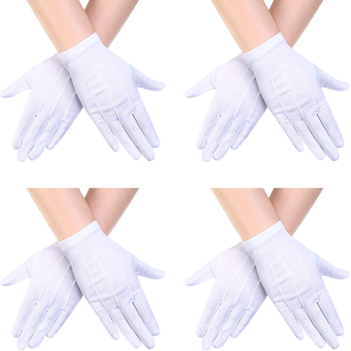SATINIOR 4 Pairs White Kids Gloves Halloween Party Costume