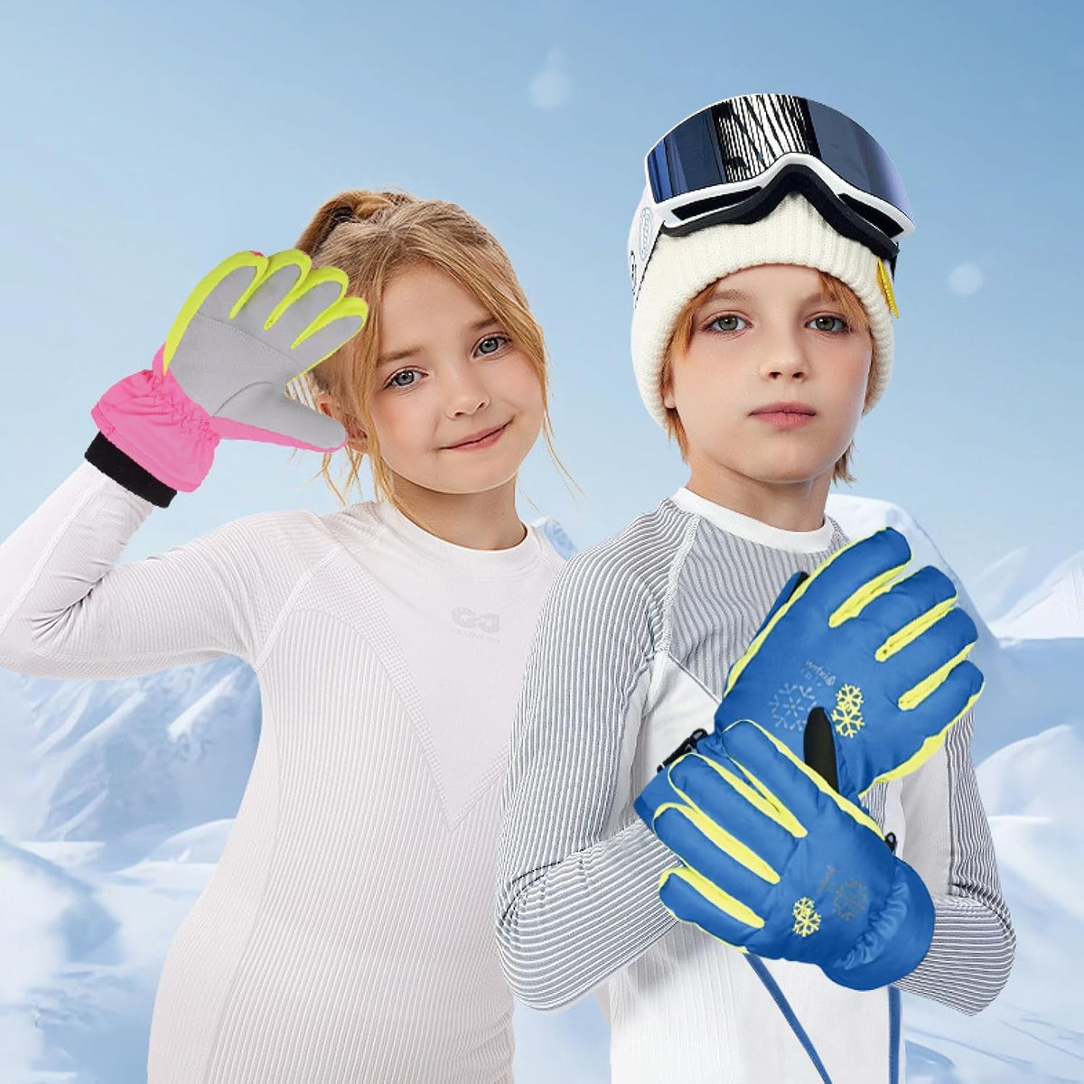 TRIWONDER Kids Ski Snow Gloves, Water-Resistant Winter Mittens Boys Girls