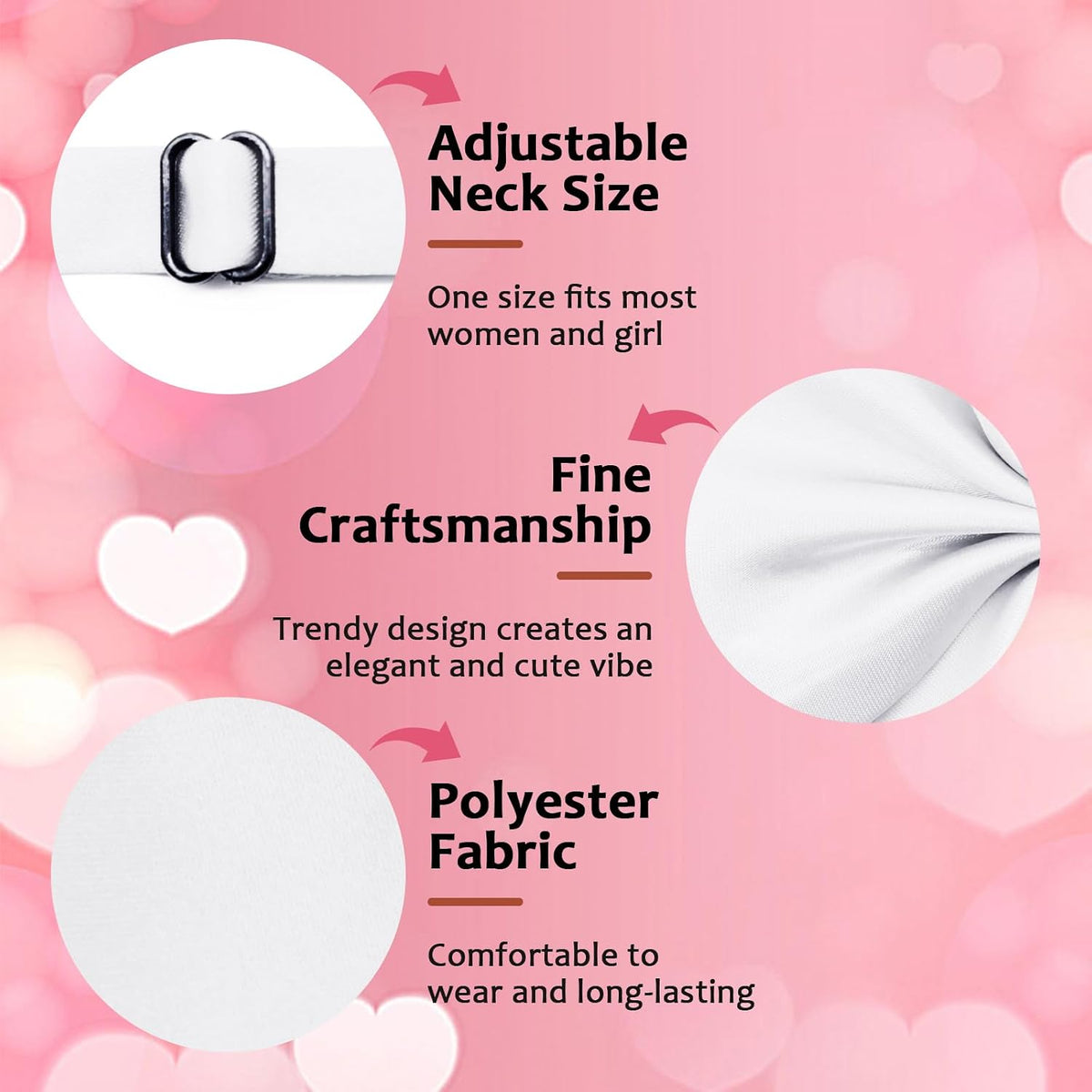 Bow Tie for Women Pre-tied Satin Womens Tie Adjustable Women's Bowknot Bow Tie for Uniform Cosplay Party